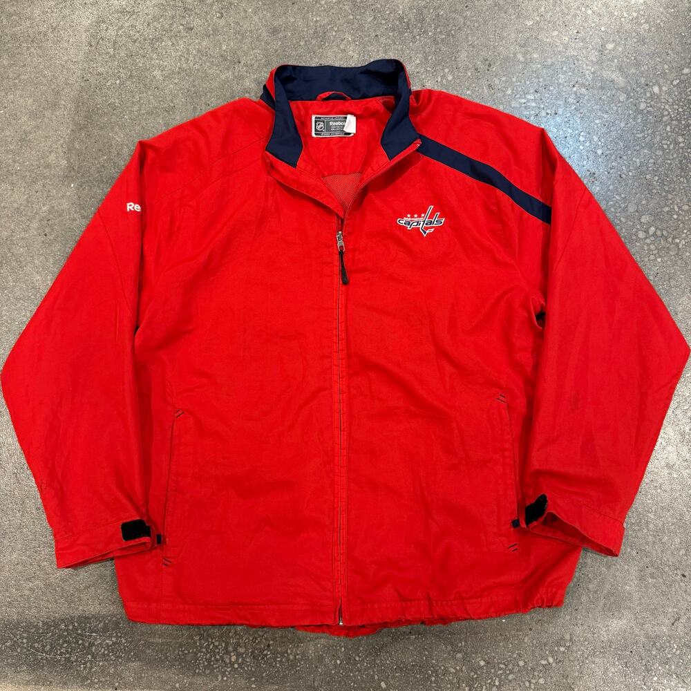 Washington Capitals Reebok NHL Full Zip Red Windbreaker DC Hockey Men’s Size XL